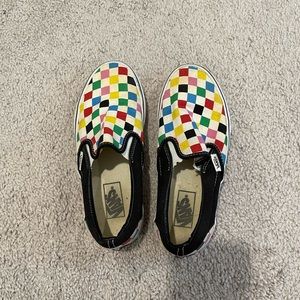 Women’s size 6 checkerboard Vans slip ons